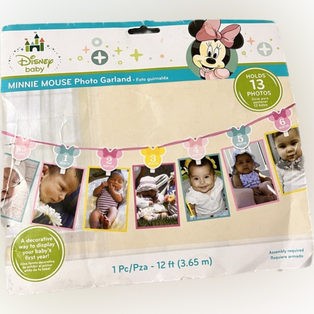 💥NEW Disney Baby Minnie Mouse Photo Garland 13 Photos Party Decor Celebrate